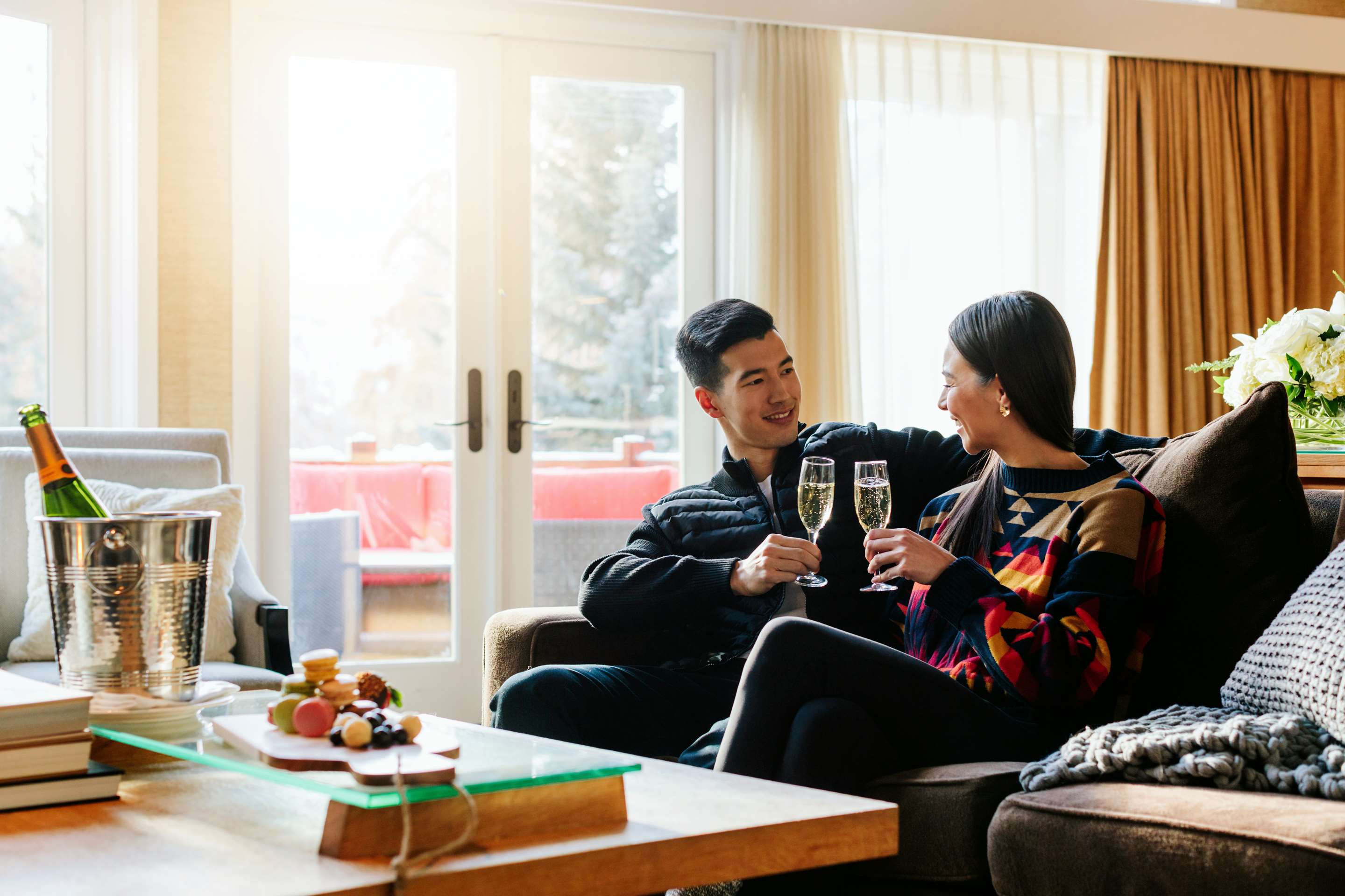 JPL Couple Champagne Stanley Thompson Cabin