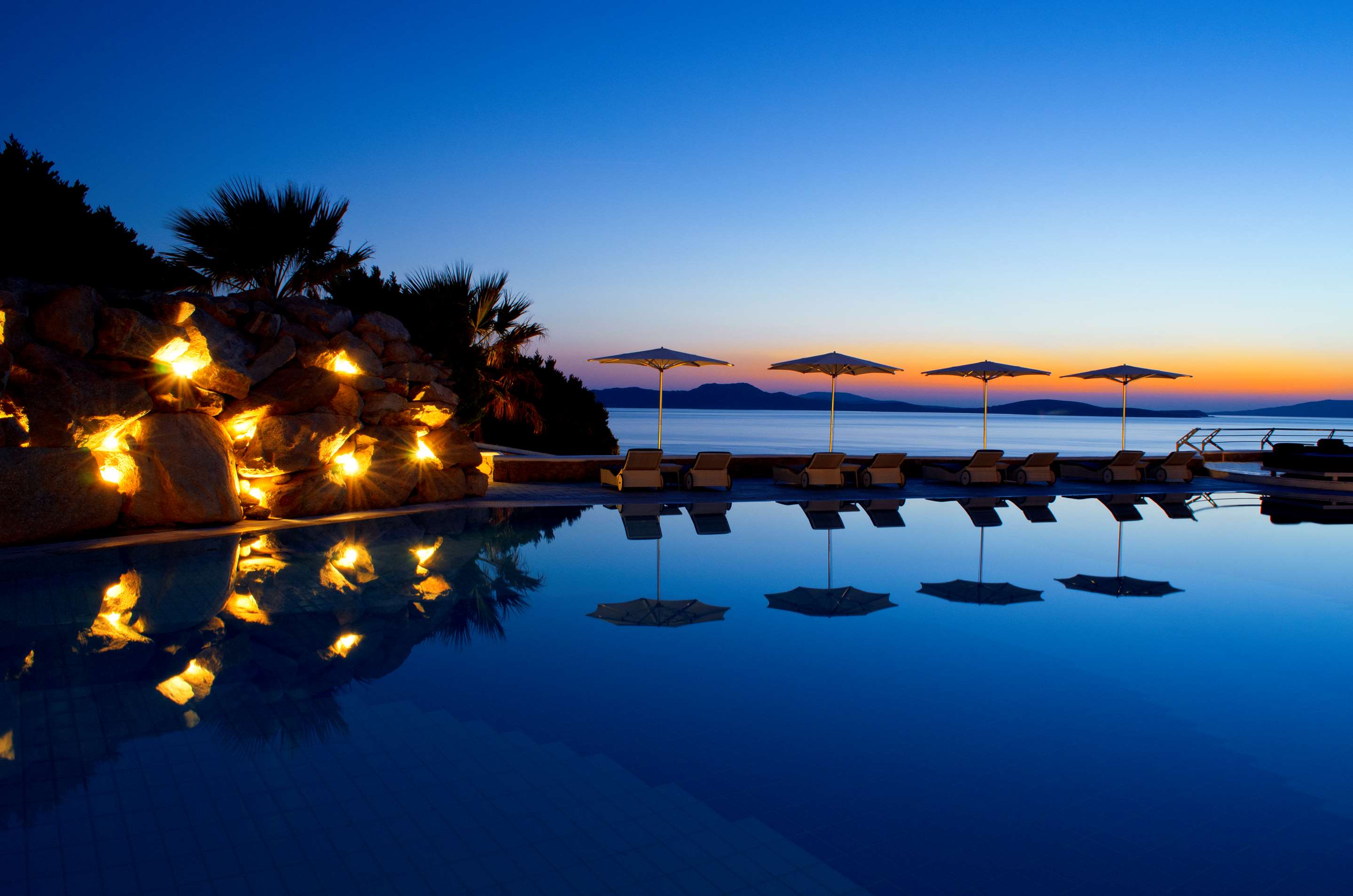 Main Pool with stone wall