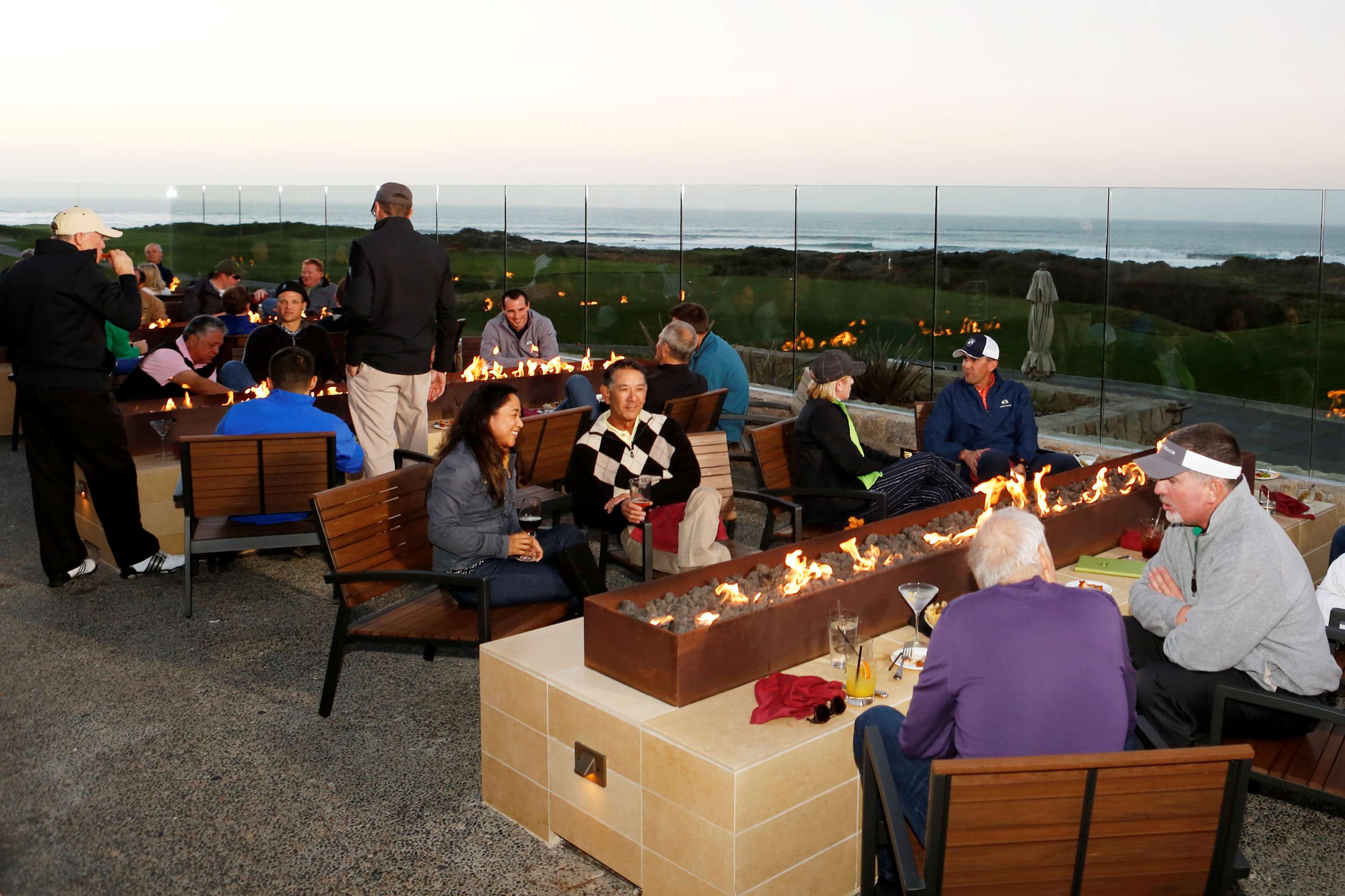 Pebble Beach Resorts - The Inn at Spanish Bay -  Sticks Restaurant Firepits c Christine Bush