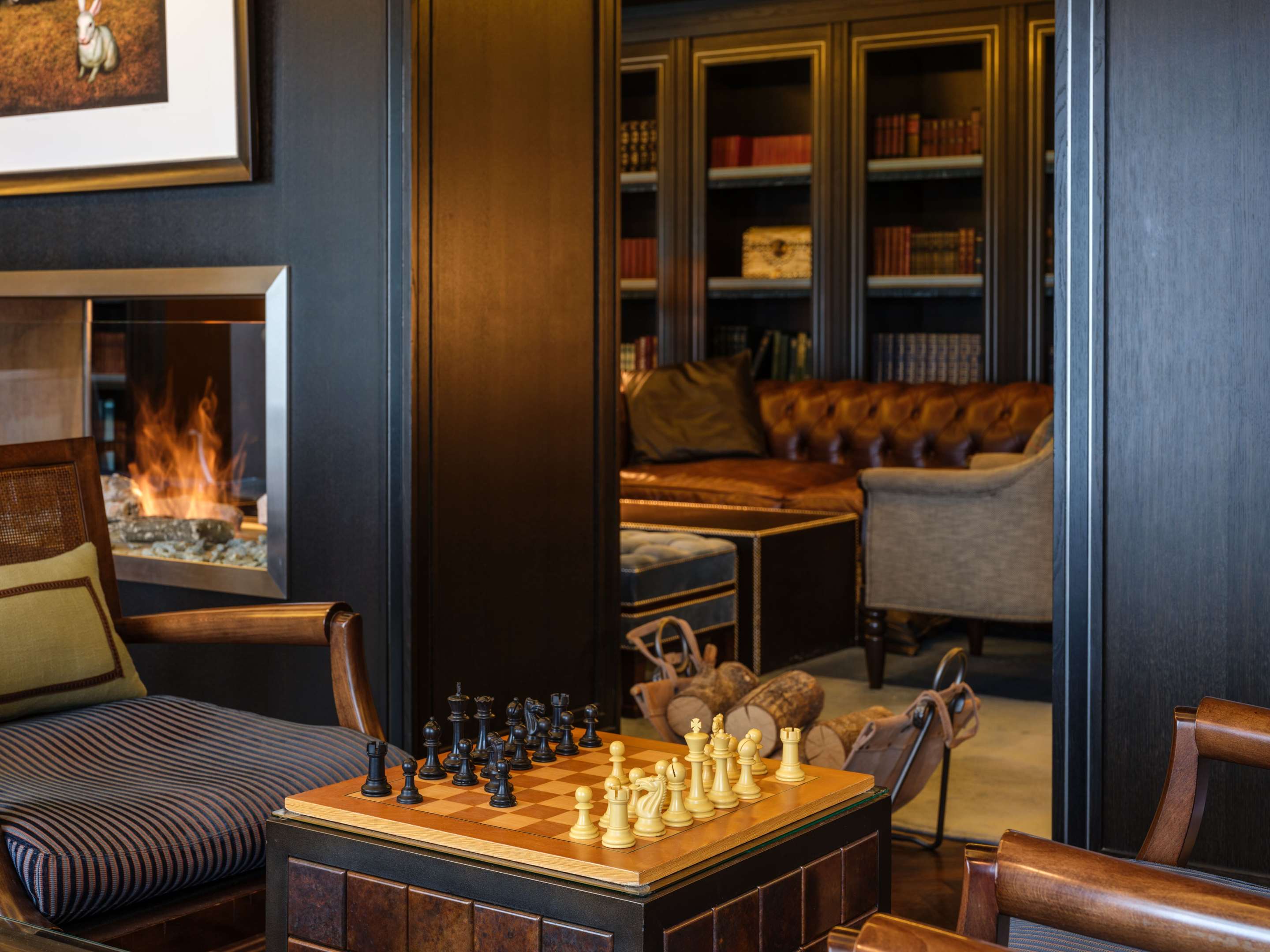 Chess by The Library Fireplace