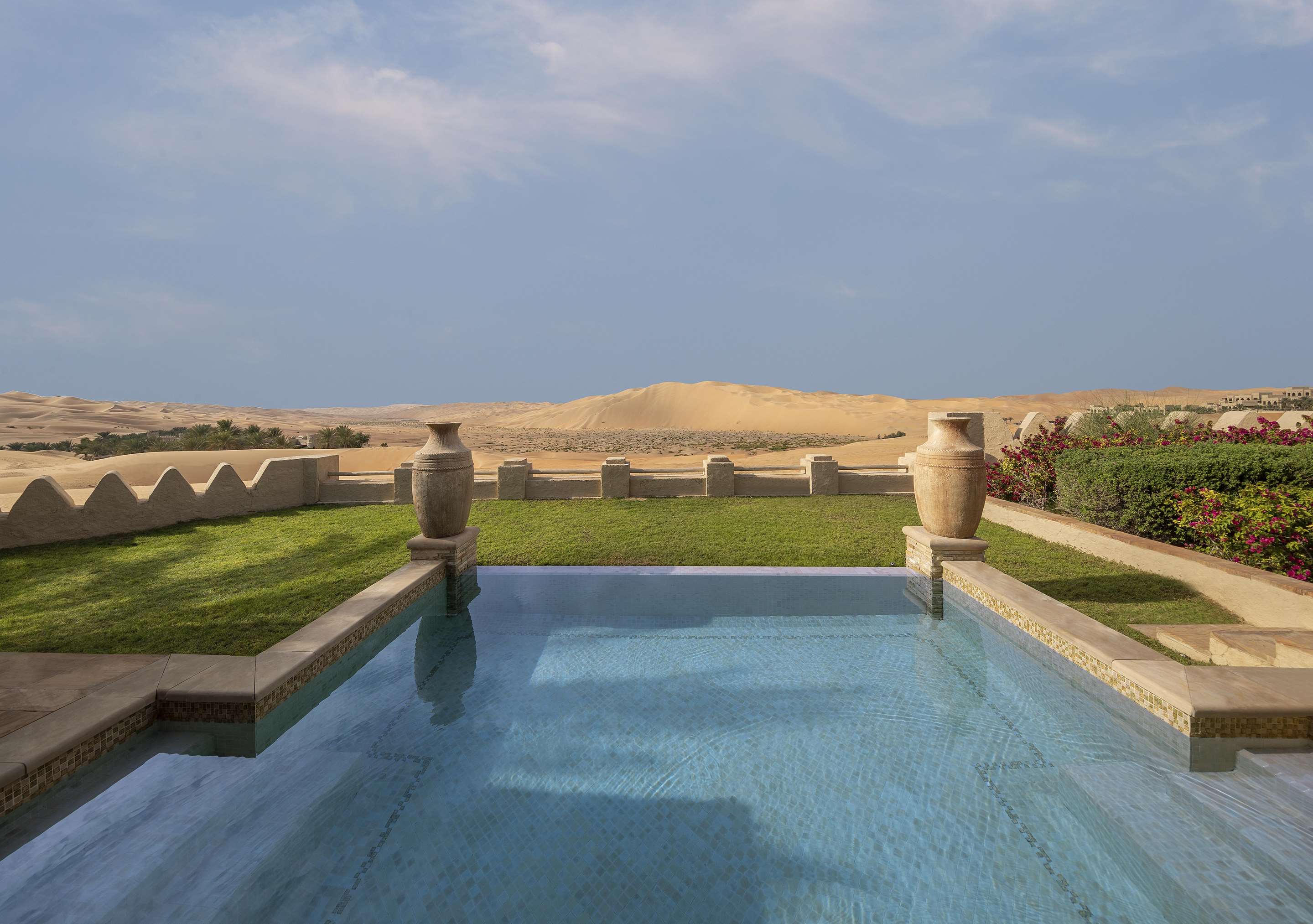 Desert view over Three Bedroom Villa private pool and garden