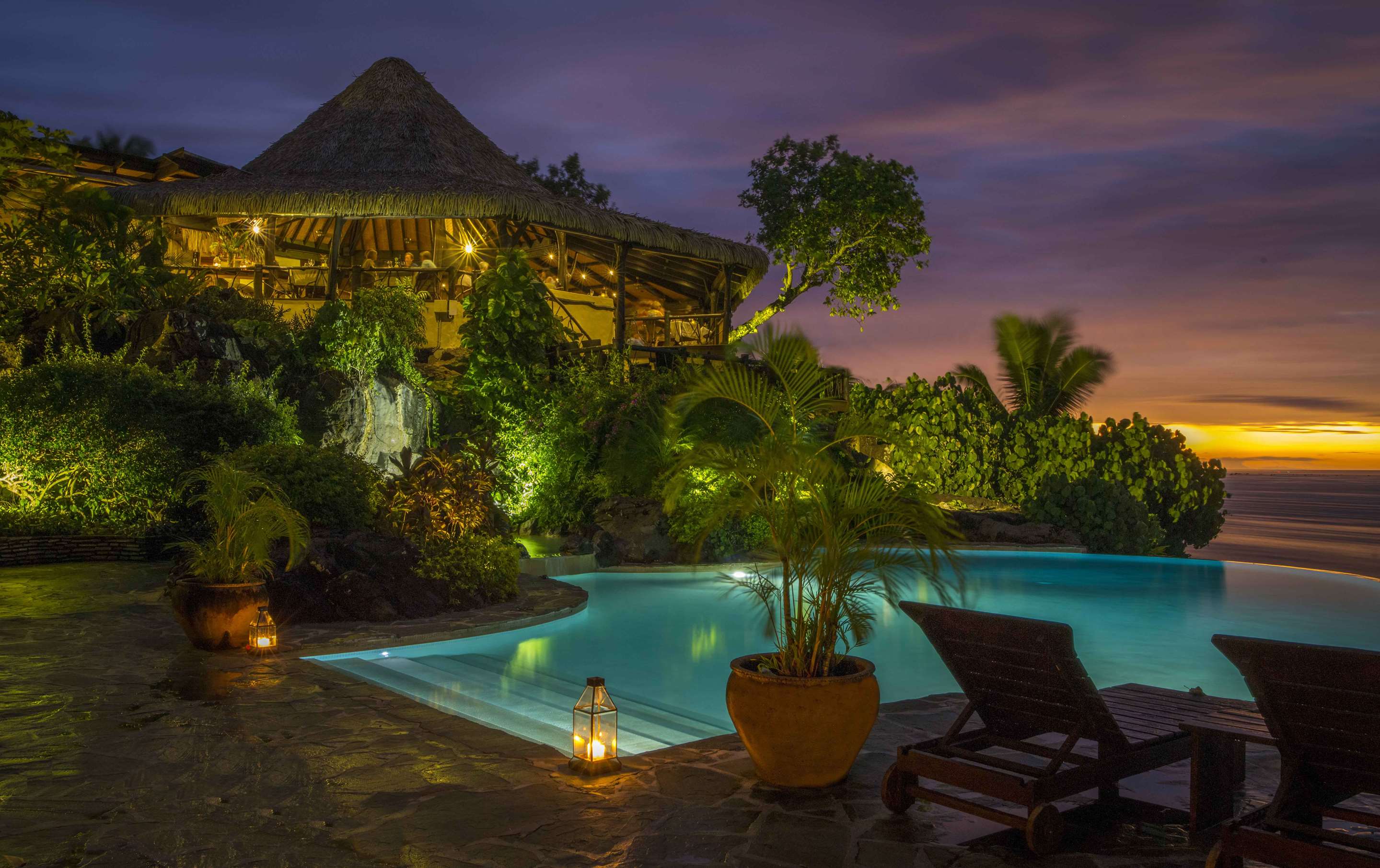 Pacific Resort Aitutaki Pool at Night