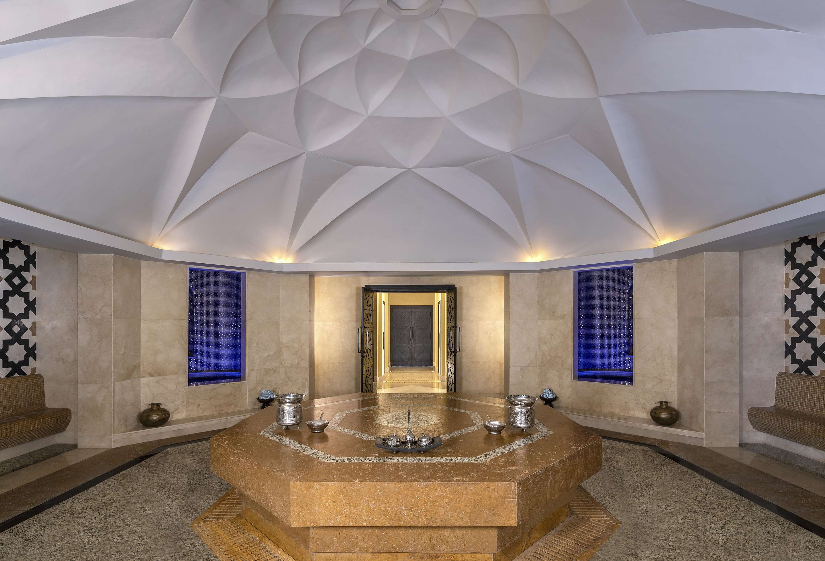 Interior view of Moroccan hammam room in spa